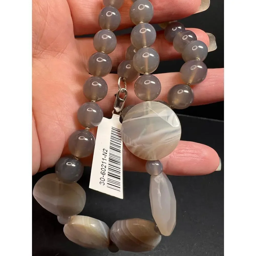 NEW Botswana agate necklace with sterling silver clasp